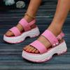 Summer New Large-size Foreign Trade Women's Shoes Wide-sided with Sweet Wind Thick-soled Wedge Sandals Women