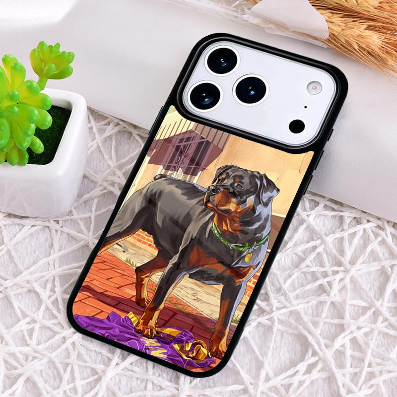Cute Rottweiler Dog Phone Case for iPhone 17 Air 16 15 11 12 14 13 Pro Max Shockproof Cover
