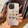 Colorful Heart Combo Case for iphone 17 Pro 16 Plus XS Max 13 14 11 Air 15 12 18 Pro Max XR Silver Crushed Foil Cover
