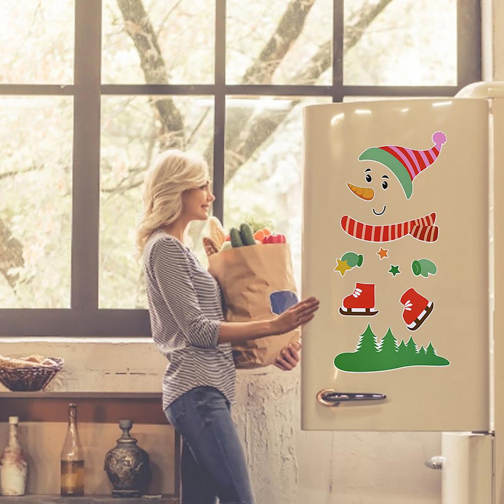 Christmas Decorations Creative Reindeer Snowman Santa Claus Refrigerator Magnet Stickers Set Cute Fridge Magnet Stickers