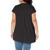 Ladies Fashion Casual Tops V-neck Pullover Loose Casual High-Low Hem T-shirt