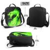 Fire Dragon Head Insulated Lunch Bag for School Office Picnic Green Fire Tote Lunch Box Containers for Kids Reusable Cooler Bag
