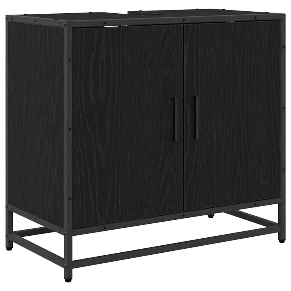 Bathroom Furniture Set 3 pcs Black Oak Effect Particleboard