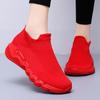 Модные женские красные вязаные носки-туфли дышащая сетка легкие нескользящие балетки женские для улицы комфортная спортивная обувь женские кроссовки