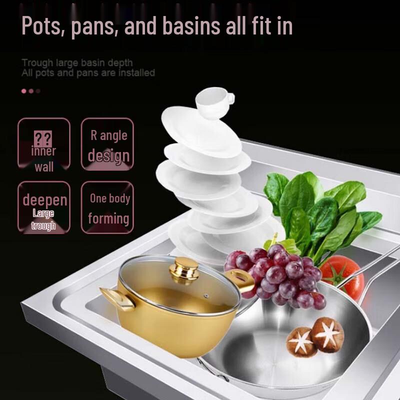 Thickened Stainless Steel Single Sink with Platform