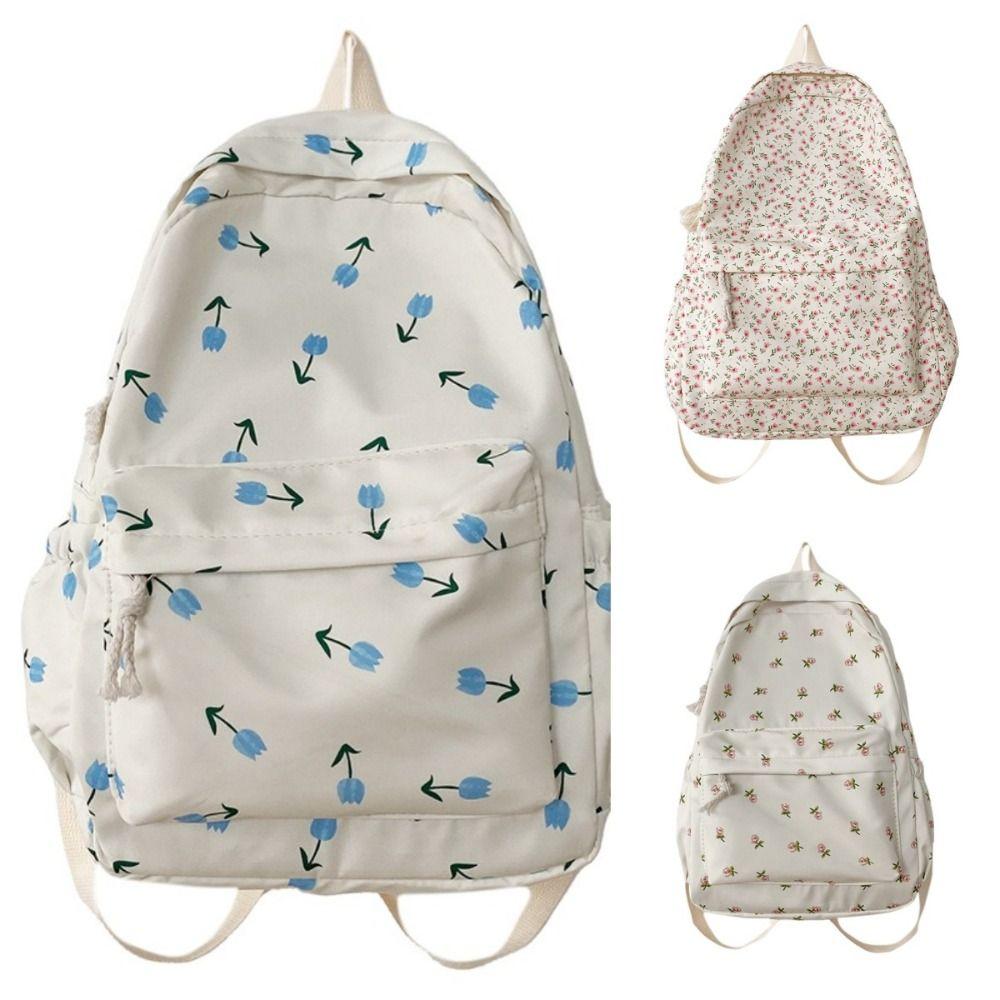 Embroidery Students School Bag Korean Style Floral Shoulder Bag Floral Backpack Rucksacks Teenager