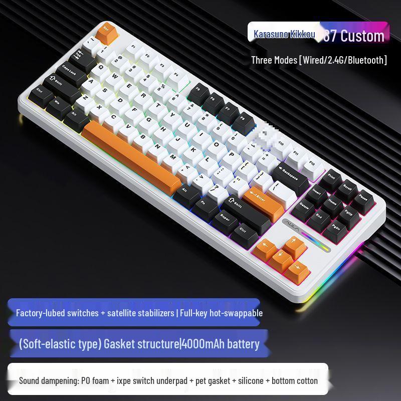 Hot-swappable Mechanical Gaming Keyboard, Three-Mode Wireless/Bluetooth/Wired, Customizable, Digital, Europe-Compatible