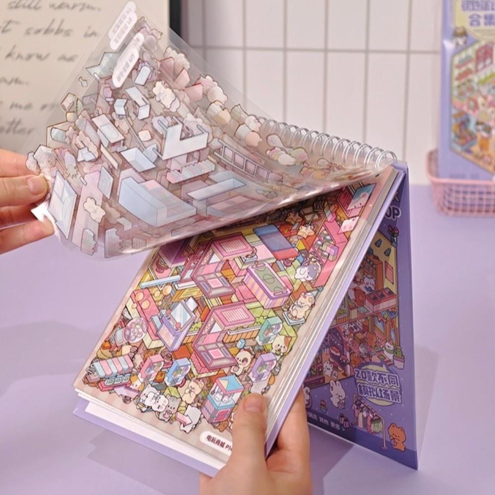 PET Miniature Scene Stickers 20 Sheets Scene Visual Stacking Sticker Sticker Book Creative Play