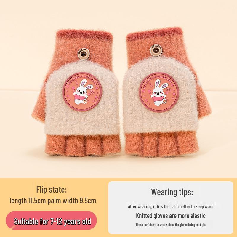 Cozy Cartoon Crocodile Flip-Top Kids' Gloves