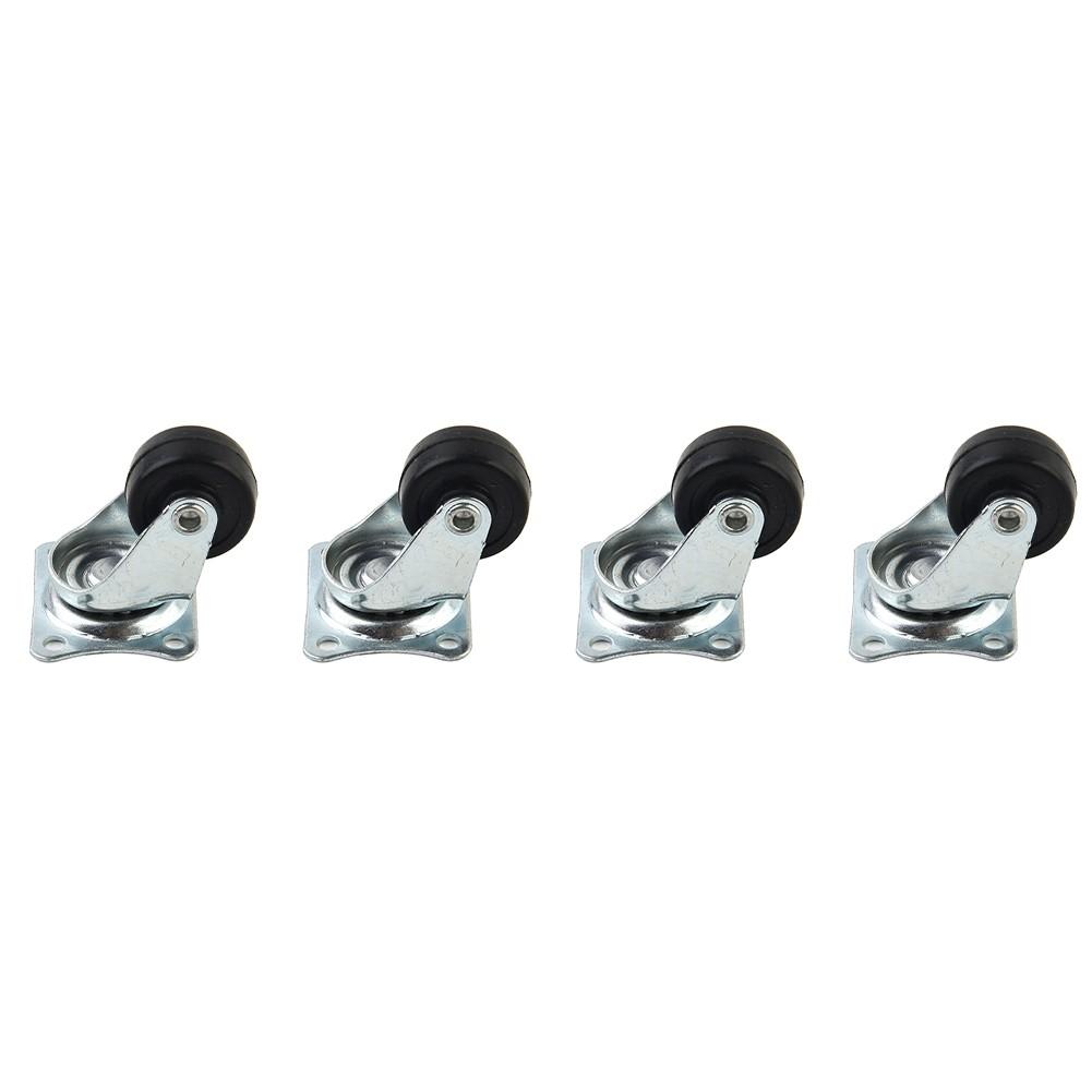 4 шт. поворотных ролика, 1-дюймовые серебристые резиновые мебельные колеса с верхними пластинами, винты