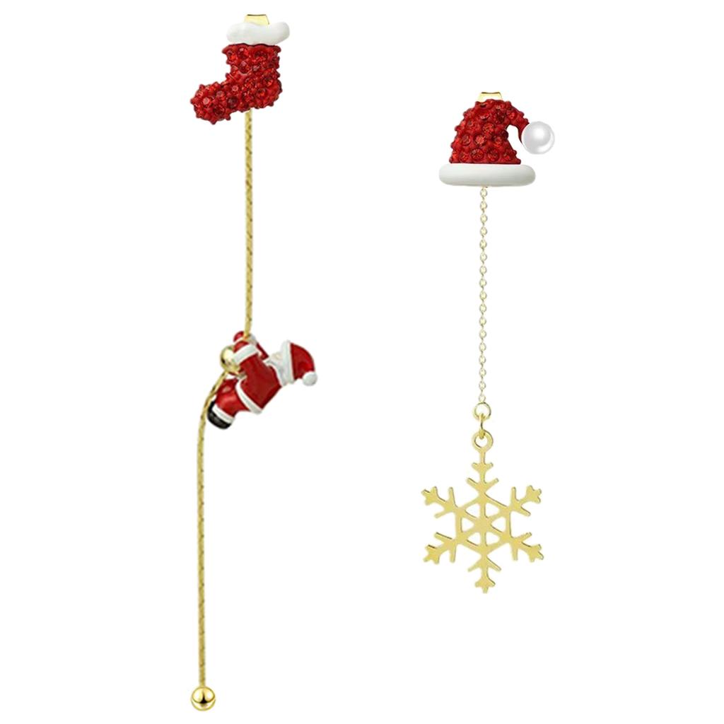 Christmas Themed Earrings Asymmetric Long Tassels Drop Earrings Ear Accessories for Holiday Parties and Gatherings