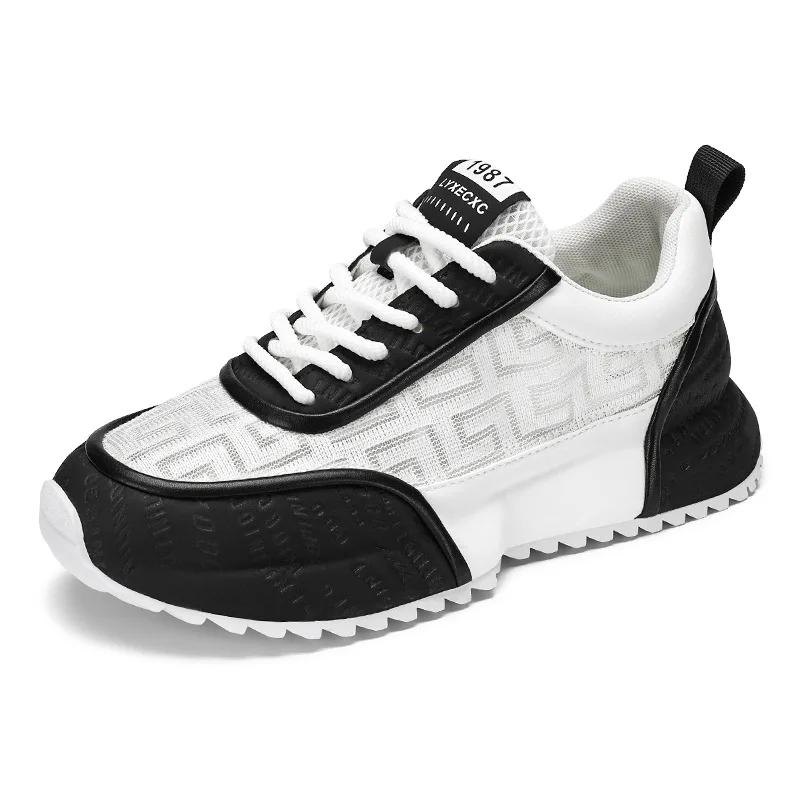 Men's Casual Shoes Winter Mesh Thick Soled Sneakers Luxury Jogging Dad Shoes for Men White Original Men Vulcanzed Shoes 2024 New