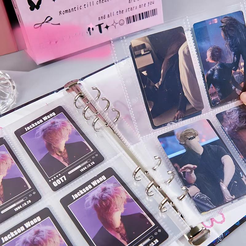 Y2K American Retro Pink Black Butterfly Idol Card Альбом Эстетическая лазерная обложка Girl Kpop Фотокарта Сборник Книга 3 дюйма