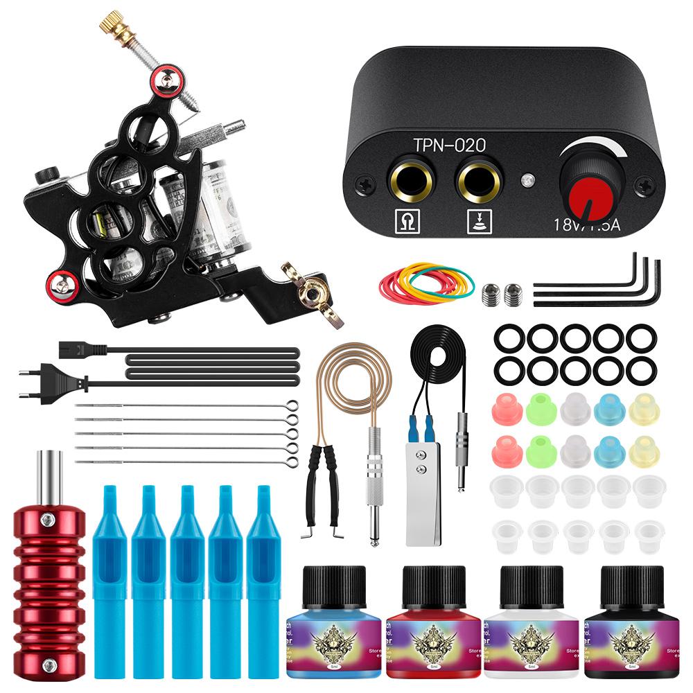 Комплект тату-машины PHOENIXY для начинающих, пистолет, источник питания, чернила премиум-класса, иглы, набор коробок, иглы с чернилами для татуировки, полный комплект