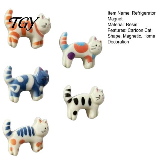 Refrigerator Magnet Set 5Pcs Cartoon Cat Set, Hand-painted Kitten for Fridge Shaped Ornaments Locker Whiteboard, Kitchen Decoration Accessories, Gift