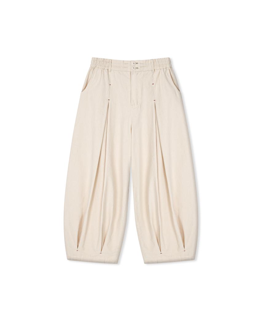 ANGLAN Unbalance Long Tuck Balloon Pants - Ivory