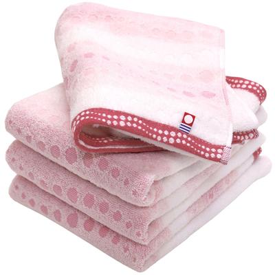 Полотенце Imabari Сертифицированное полотенце для лица Hiorie Geometric Jacquard Clair Набор из 4 штук Розовое Сделано в Японии Бренд Imabari Быстросохнущий хлопок Хлопок Узор в горошек