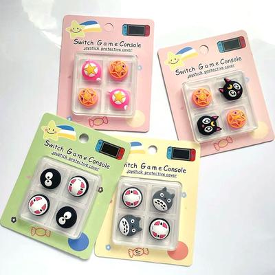 4 шт., милый мультяшный чехол для большого пальца, защитный чехол для джойстика для Nintendo Switch NS Lite, чехол для контроллера Joy-con