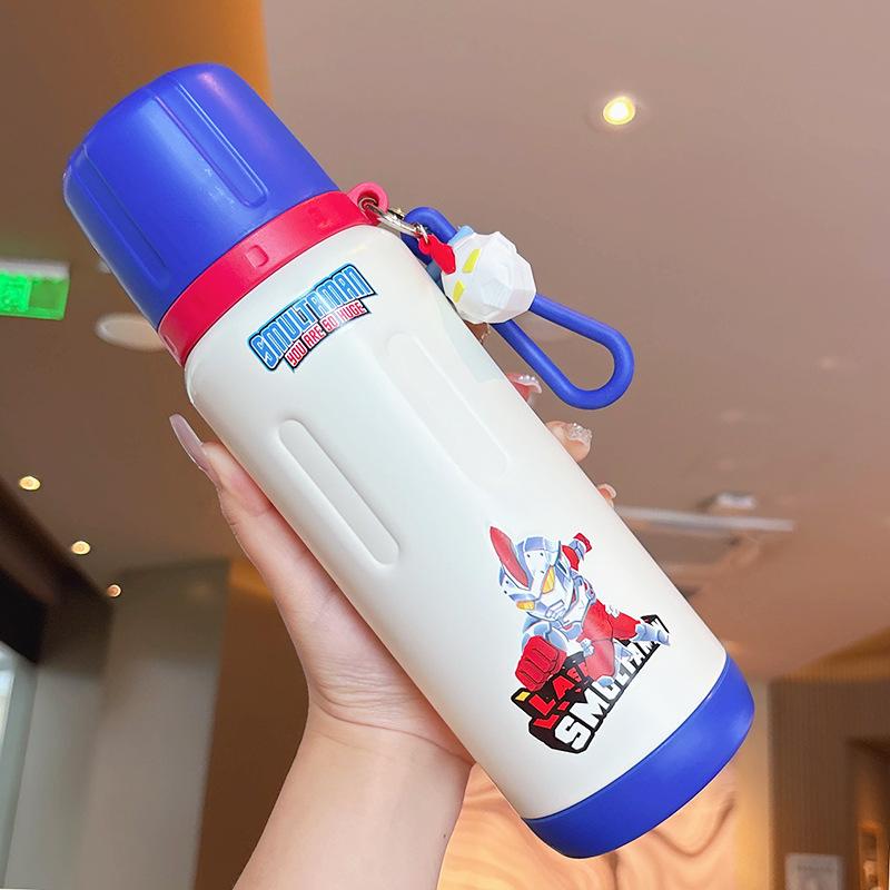 Stainless steel large-capacity water cup light luxury high-end cute cartoon children's straw cup