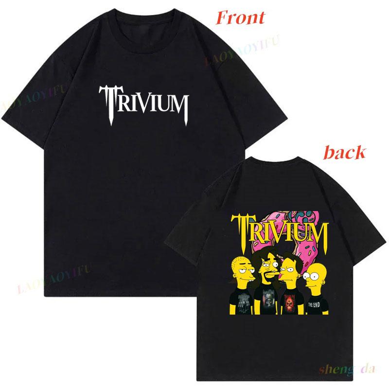 Camisetas Trivium Shogun Official Tshirt Unisex Unisex Bandas De Rock Cotton Vintage Two Sides Print Music Fans Clothes