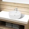 VidaXL Washbasin with Overflow Hole Faucet Ceramic White Round Toilet Sink 141938