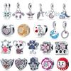 925 Sterling Silver Headset Clover Beads Charms Color Zirconium Fit Bracelet Necklace Women Jewelry Making Gift