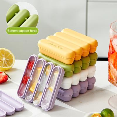 Длинный лоток для кубиков льда Многоразовый силиконовый лоток для ледяных палочек с крышкой Легко доставать Замораживающий лоток для льда с 4 ячейками для бутылки с водой для виски