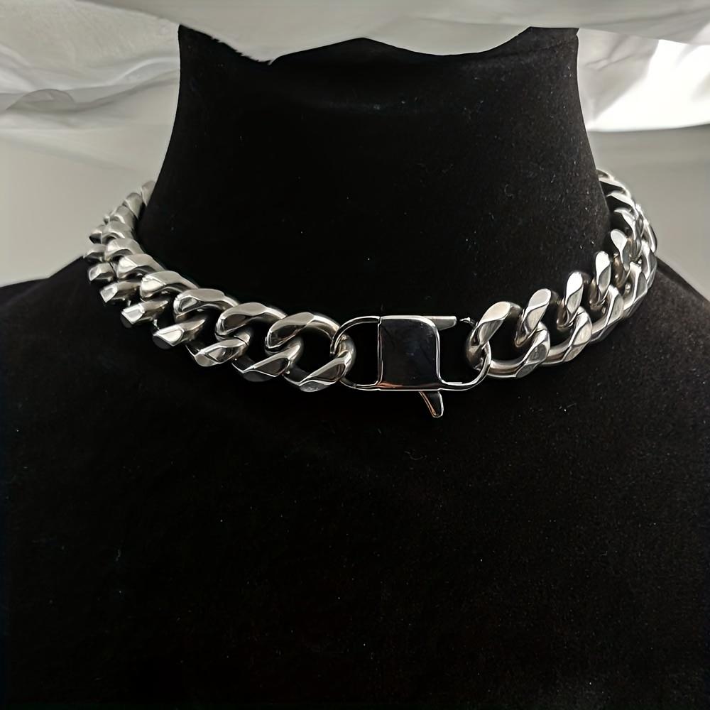 15mm Stainless Steel Silver Cuban Chain Choker Necklace for Men