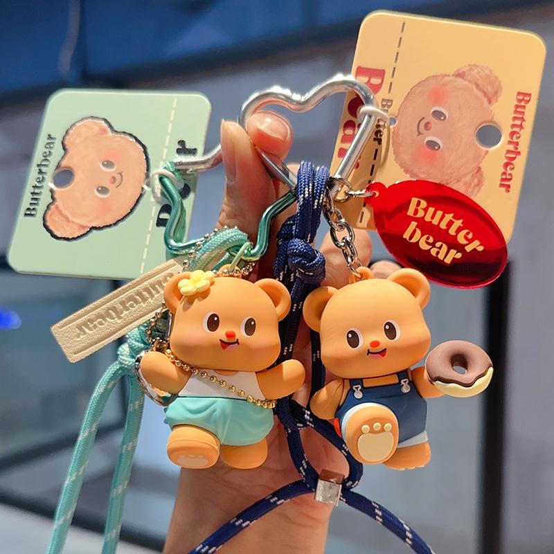 Милый брелок для ключей Butterbear, сумка, подвеска, аксессуары, милый мультяшный брелок для автомобиля Butter Bear