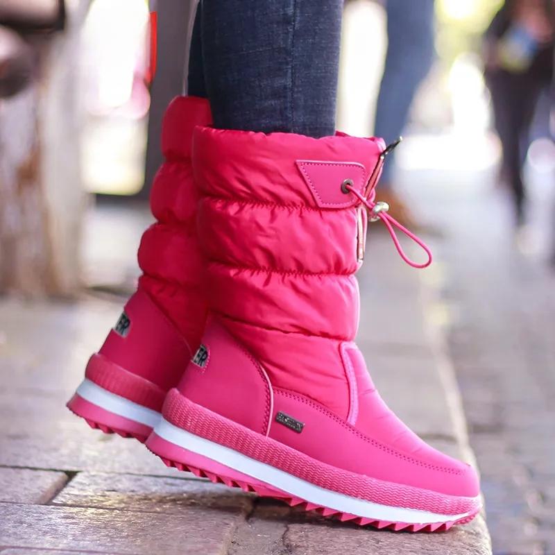 Женские зимние сапоги, зимние ботинки на платформе, толстые плюшевые непромокаемые нескользящие ботинки, модная женская зимняя обувь на теплом меху, Botas mujer