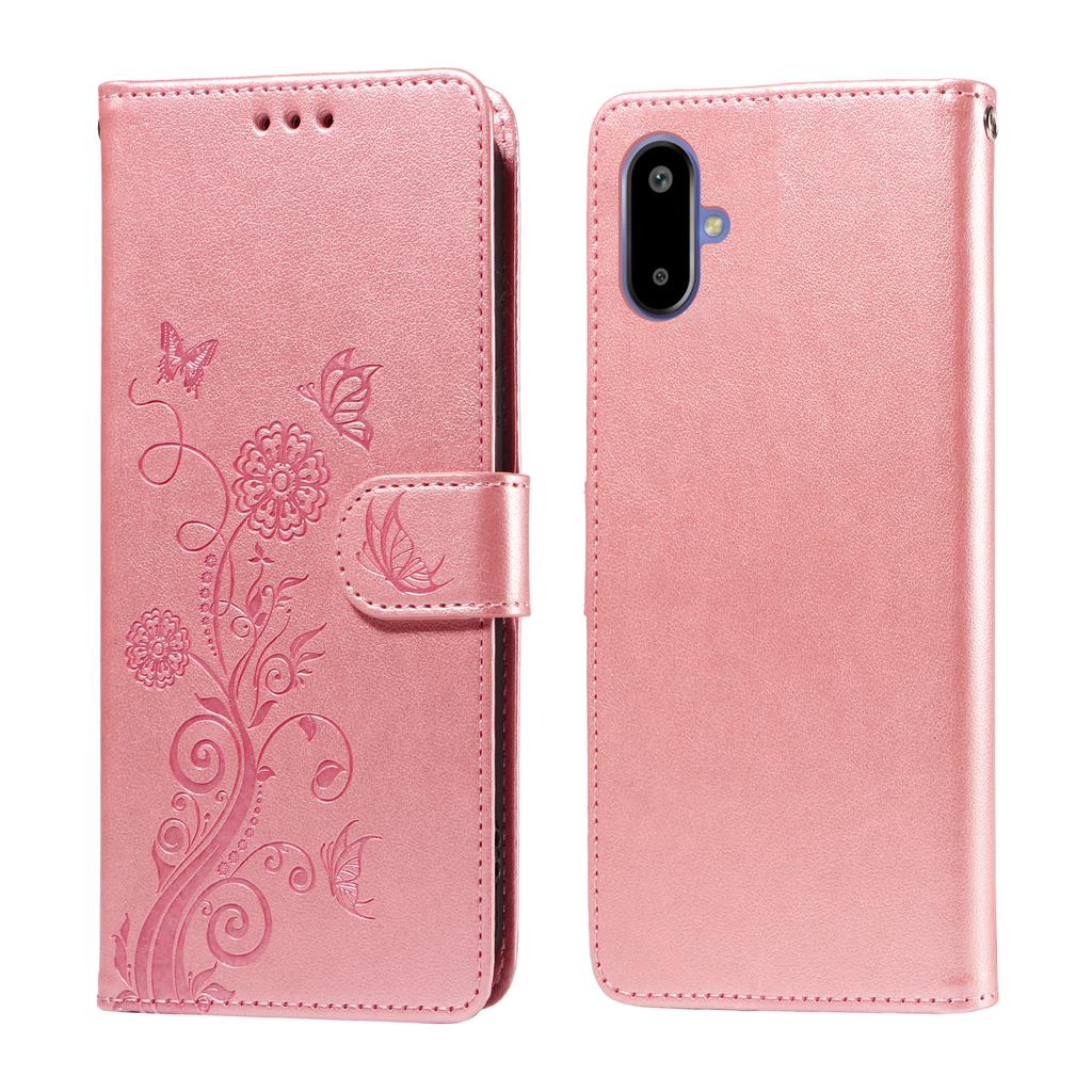 For Samsung Galaxy F06 5G Leather Case Butterfly Floral Imprint Wallet Stand Cover