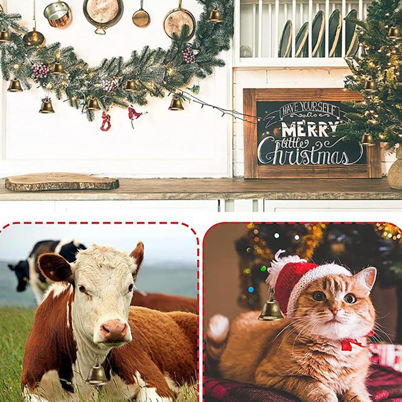 WTEMPO 8 шт., металлические декоративные колокольчики в стиле ретро, ​​38 мм, открытые колокольчики с пружинным крючком, креативные рождественские колокольчики «сделай сам», домашний декор, колокольчики для дрессировки домашних животных, колокольчики