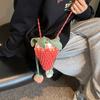 Novelty Strawberry Shaped Crossbody Bag Handmade Knitted DIY Personalized Crochet Wool Small Satchel Bag Cartoon Cute Sling Shoulder Bag MIT