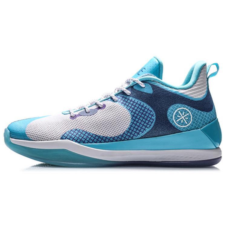 Li Ning Cushioning Rebound Low top Basketball Shoes Men's Blue White ABAQ061-1