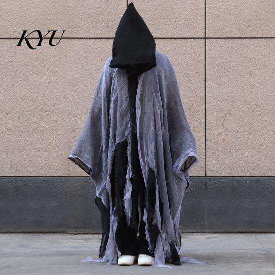 Halloween Party Grim Reaper Hooded Cloak for Men Women, Adult Scary Gothic Lightweight Breathable Gauze Cape Wizard Cape, Cosplay Costume Masquerade