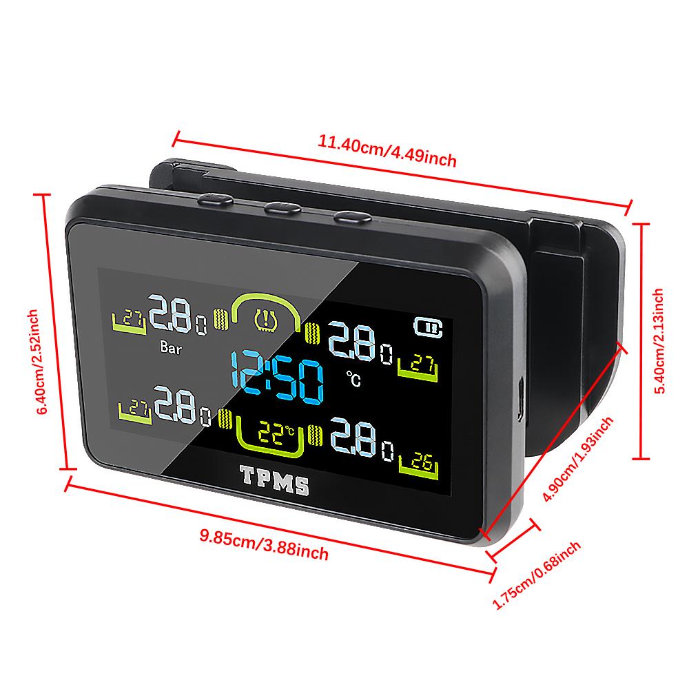 T14-1 With 4 External Sensors Temperature Warning Fuel Save Tire Pressure Monitoring System Intelligent Solar TPMS Car Tyre Pressure Monitor