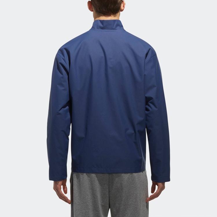 Men's adidas Logo Printing Solid Color Stand Collar Jacket Autumn Blue CV6230