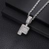 Zircon Inlaid Rock Sugar Initial Pendant Necklace - European & American Hip-Hop Style