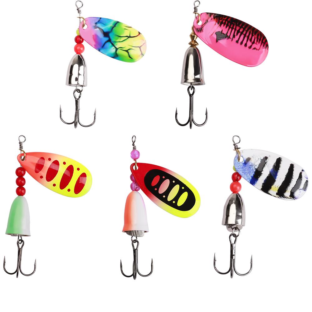 FISHKING 5 шт. блесна Willow Spinner Bait 8,0 г 12,5 г, медь, размер 3#-5# с тройным крючком 2#-1/0#, рыболовная приманка
