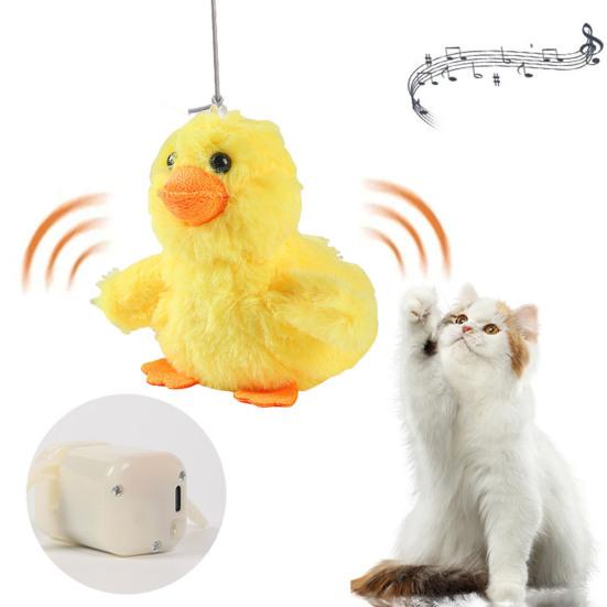 Электрическая игрушка-головоломка для кошек, перезаряжаемая, хлопающая утка, портативная, против укусов, интерактивная игрушка для кошек, бьющая крыльями утка, котенок, плюшевые игрушки