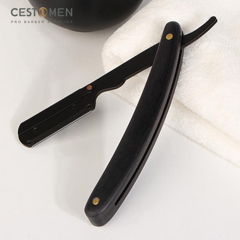 CESTOMEN Мужская бритва с прямыми краями, бритва из нержавеющей стали, профессиональный парикмахерский держатель для ножей, складные деревянные ручные бритвы, парикмахерские инструменты