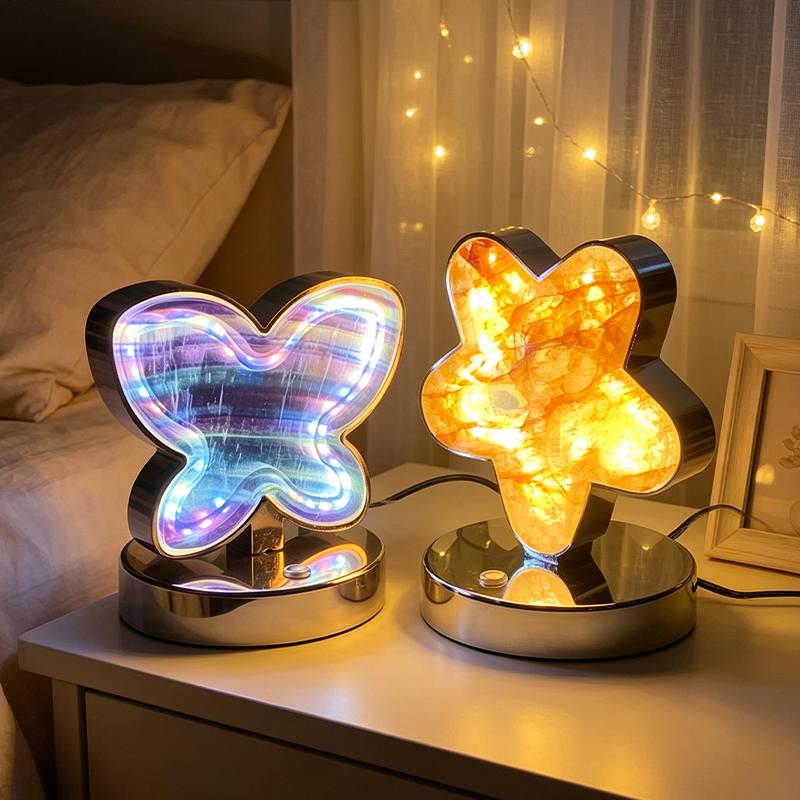 Natural Crystal LED Lamp Multi Shape Heart Moon Star Butterfly USB Night Light for Gift