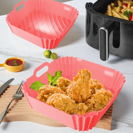 Silicone Air Fryer Liners Reusable Square Airfryer Liners for 4-6 QT Food-Grade Baking Pan Liner Air Fryer Accessories