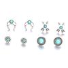 4Pairs Girls Women Flower Arrow Ear Studs Set Faux Turquoise Jewelry Earrings