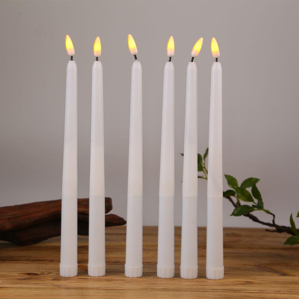 3/6/12 Pieces White Flameless Decorative Christmas Candles With Remote,Smokeless LED Taper Candles With Yellow/Warm White Light