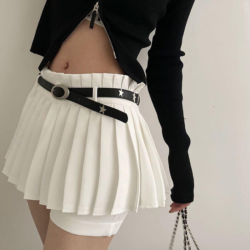 New Y2K Women PU Leather Belt Retro Star Moon Decoration Pin Buckle Waistband For Dress Jeans Decoration Waist Strap Accessories