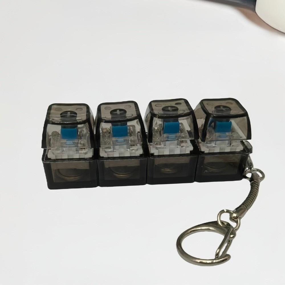 Silent Operation Light Up Keyboard Keychain Glowing Stress Relief Clicker LED Button Decompression