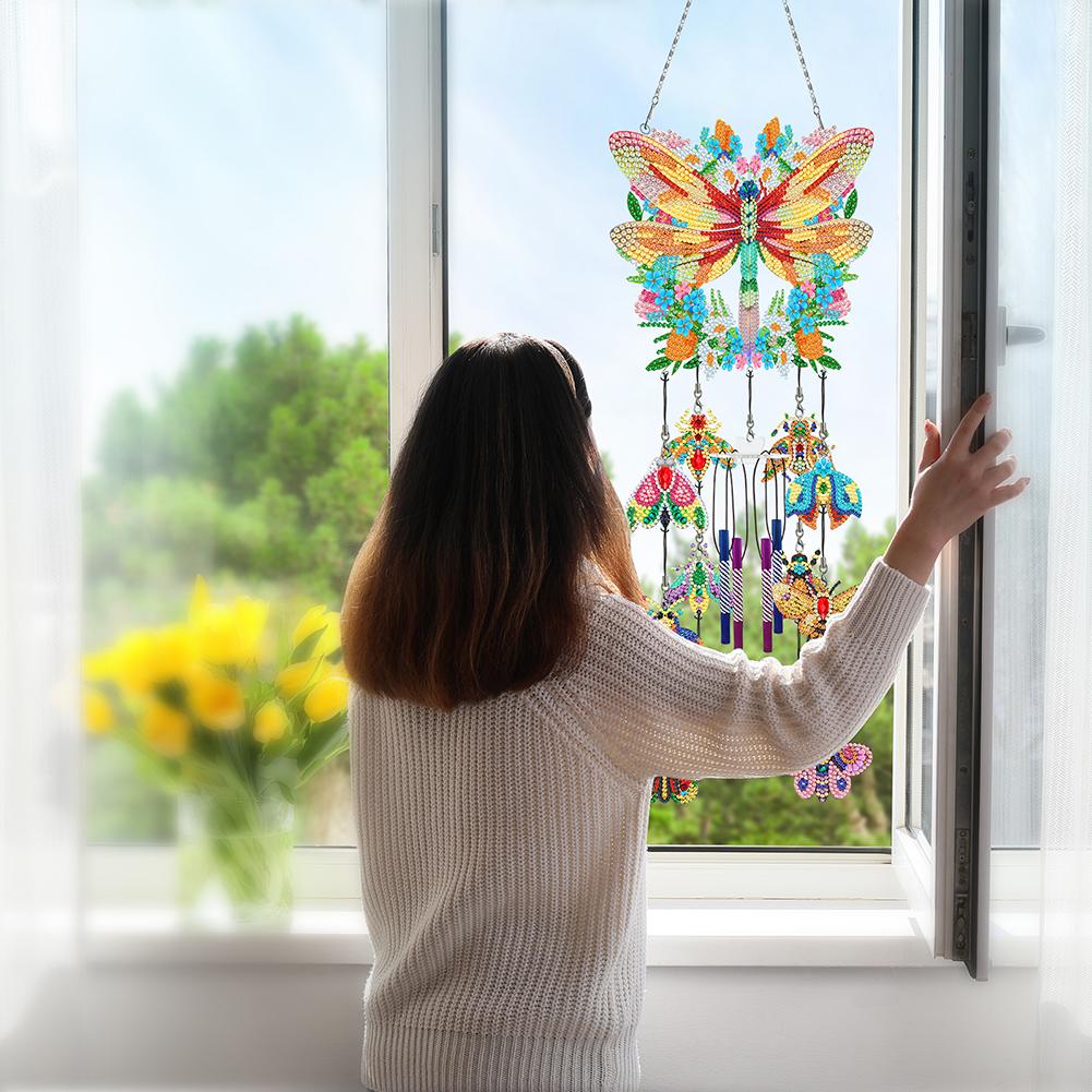 DIY Butterfly Diamond Art Sun Catchers Double Side Wind Chime Diamond Painting Dots Pendant Bird for Garden Window Decor
