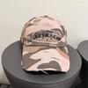 Camouflage patch baseball cap for women, spring and summer street style, embroidered wide brim, versatile for men