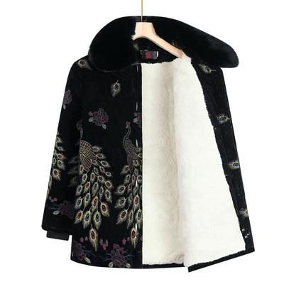 Зимнее хлопковое пальто из овечьей шерсти для женщин, средней длины, с меховым воротником и толстой хлопковой курткой